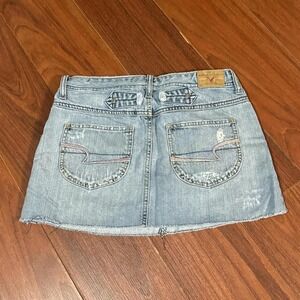 Vintage American Eagle Blue Distressed Mini Skirt Size Women's  6